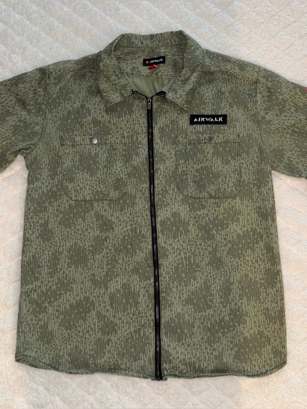 Airwalk Olive Green Camouflage Zip-Up Shirt